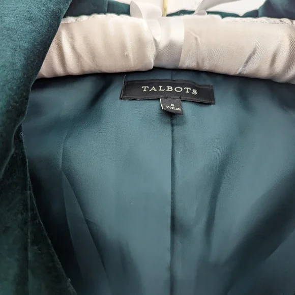 Blazer/Jacket Talbots Hunter Green  Velour, Lined, Size 8, NWOT - Picture 4 of 10